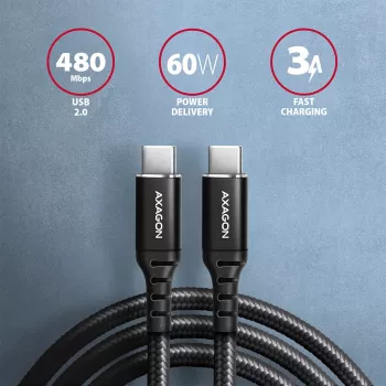 USB kábel Axagon BUCM-CM20AB 2m USB C čierny