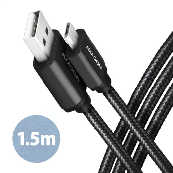 Axagon BUMM-AM15AB USB kábel USB 2.0 1,5 m Micro-USB B USB A čierny
