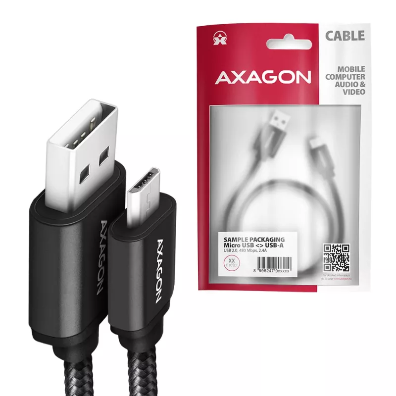 Axagon BUMM-AM15AB USB kábel USB 2.0 1,5 m Micro-USB B USB A čierny
