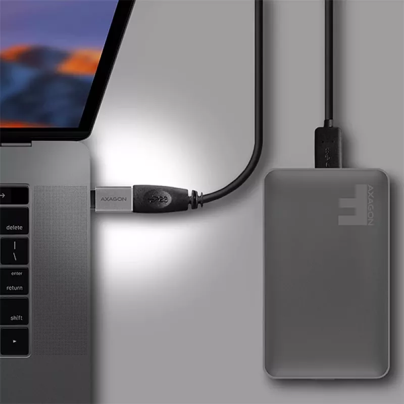 Axagon RUCM-AFA adaptér USB-C (M) -> USB-A (F), USB 3.2 Gen 2, 3A, ALU