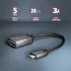 Axagon RUCM-AFAC Káblový adaptér USB-C (M) -> USB-A (F), 20 cm, USB 3.2 Gen 1, 3A, ALU