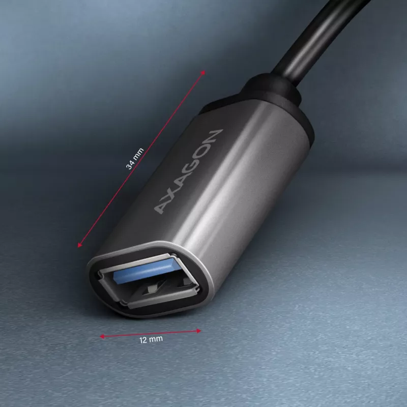 Axagon RUCM-AFAC Káblový adaptér USB-C (M) -> USB-A (F), 20 cm, USB 3.2 Gen 1, 3A, ALU