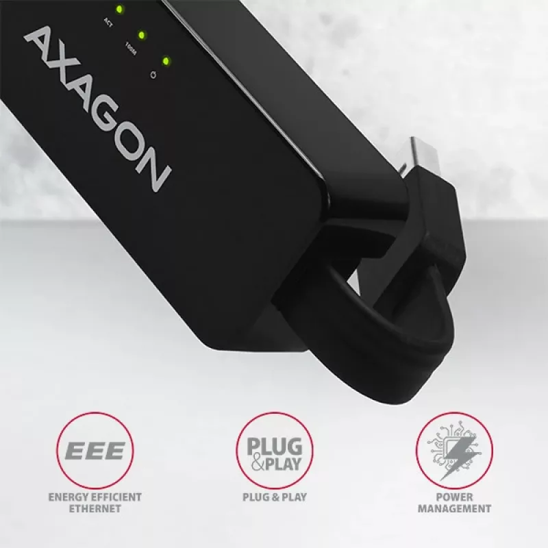 AXAGON ADE-XR adaptér USB 2.0 Type-A na Fast Ethernet 10/100, RJ-45, Realtek RTL8152, čierny, 23 g