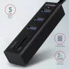 Axagon HMA-CR3A Kovový USB 3.2 Gen 1 multi-port hub s tromi USB portami a čítačkou kariet