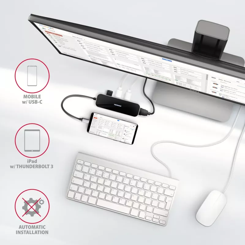 Axagon HMC-6H4A USB 3.2 Gen 1 hub, 4x USB-A, HDMI 4K/30Hz, PD 100W, 20 cm USB-C kábel