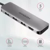 Axagon HMC-HCR3A 3x USB-A+ HDMI+ SD/microSD USB-C 3.2 Gen 1 hub 20 cm Káblový USB 3.2 Gen 1 (3.1 Gen 1) Type-C sivý