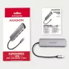 Axagon HMC-HCR3A 3x USB-A+ HDMI+ SD/microSD USB-C 3.2 Gen 1 hub 20 cm Káblový USB 3.2 Gen 1 (3.1 Gen 1) Type-C sivý