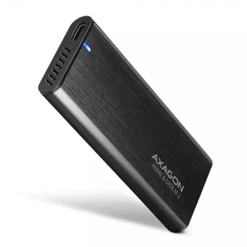Axagon EEM2-SB2 Externé USB-C 3.2 Gen 2 kovové puzdro pre M.2 NVMe & SATA SSD disky. Bez skrutiek