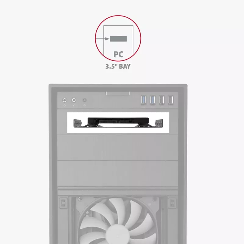 Axagon RHD-125S Držiak pre 1x 2,5 palca HDD/SSD do 3,5 palcovej pozície, kov, sivý