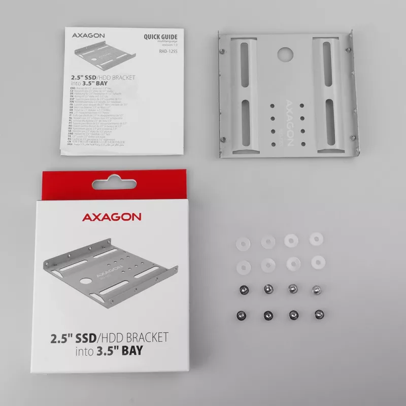 Axagon RHD-125S Držiak pre 1x 2,5 palca HDD/SSD do 3,5 palcovej pozície, kov, sivý