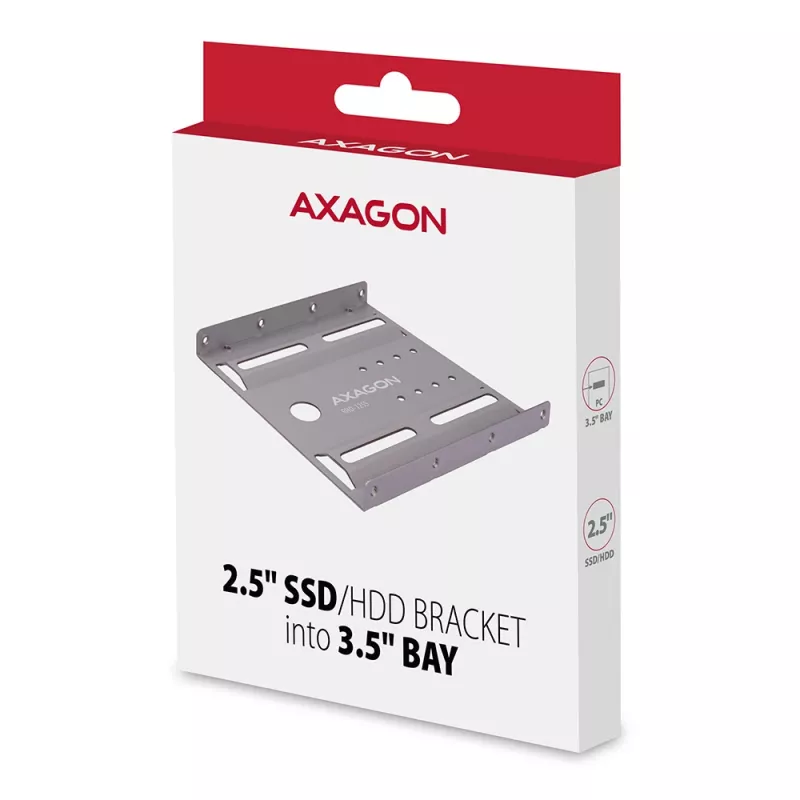 Axagon RHD-125S Držiak pre 1x 2,5 palca HDD/SSD do 3,5 palcovej pozície, kov, sivý