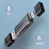 Axagon CRE-DAC USB-C+ USB-A 5 Gbps MINI 2-slot & LUN SD/microSD čítačka kariet USB 3.0 Type-A/Type-C sivá