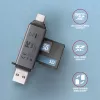 Axagon CRE-DAC USB-C+ USB-A 5 Gbps MINI 2-slot & LUN SD/microSD čítačka kariet USB 3.0 Type-A/Type-C sivá