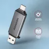Axagon CRE-DAC USB-C+ USB-A 5 Gbps MINI 2-slot & LUN SD/microSD čítačka kariet USB 3.0 Type-A/Type-C sivá