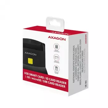 Axagon CRE-SM2 Čítačka smart kariet USB 2.0 čierna 1,3 m kábel