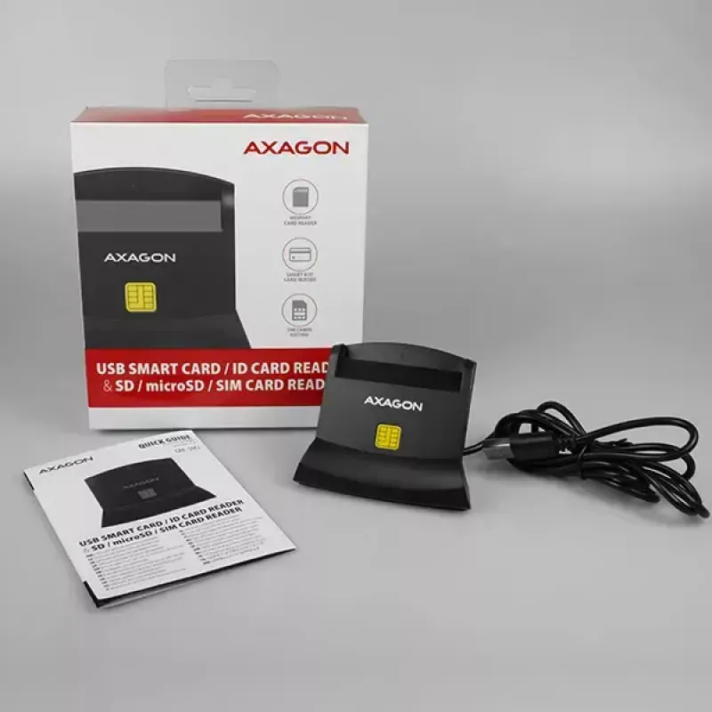 Axagon CRE-SM2 Čítačka smart kariet USB 2.0 čierna 1,3 m kábel