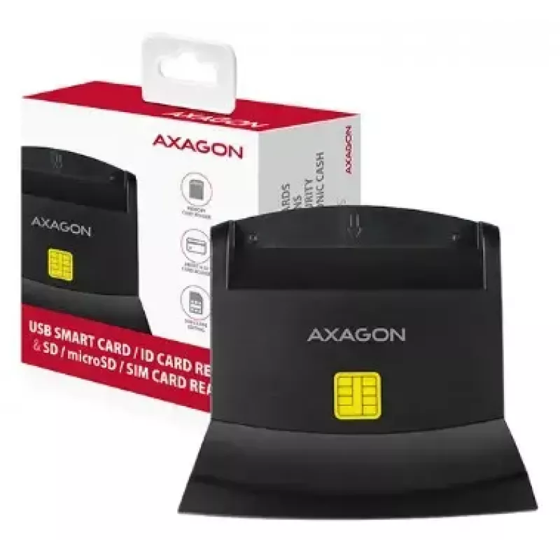 Axagon CRE-SM2 Čítačka smart kariet USB 2.0 čierna 1,3 m kábel