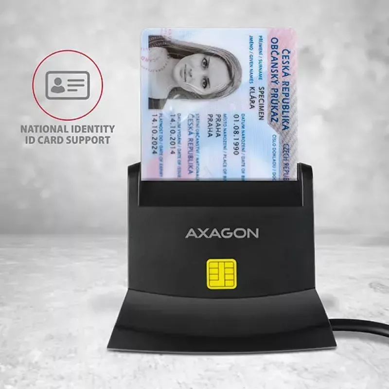 Axagon CRE-SM2 Čítačka smart kariet USB 2.0 čierna 1,3 m kábel