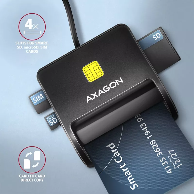 Axagon CRE-SM3SD USB čítačka smart & SD/microSD/SIM kariet Indoor USB 2.0 čierna