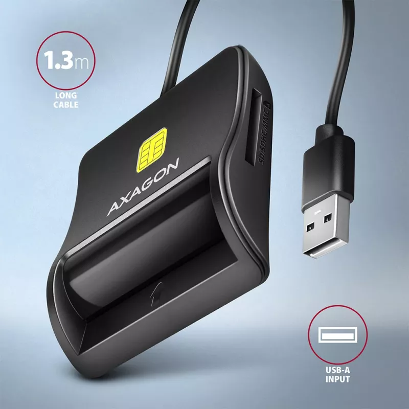 Axagon CRE-SM3SD USB čítačka smart & SD/microSD/SIM kariet Indoor USB 2.0 čierna