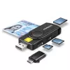 Axagon CRE-SMP2A USB čítačka smart & SD/microSD/SIM PocketReader kariet Indoor USB Type-A/USB Type-C čierna