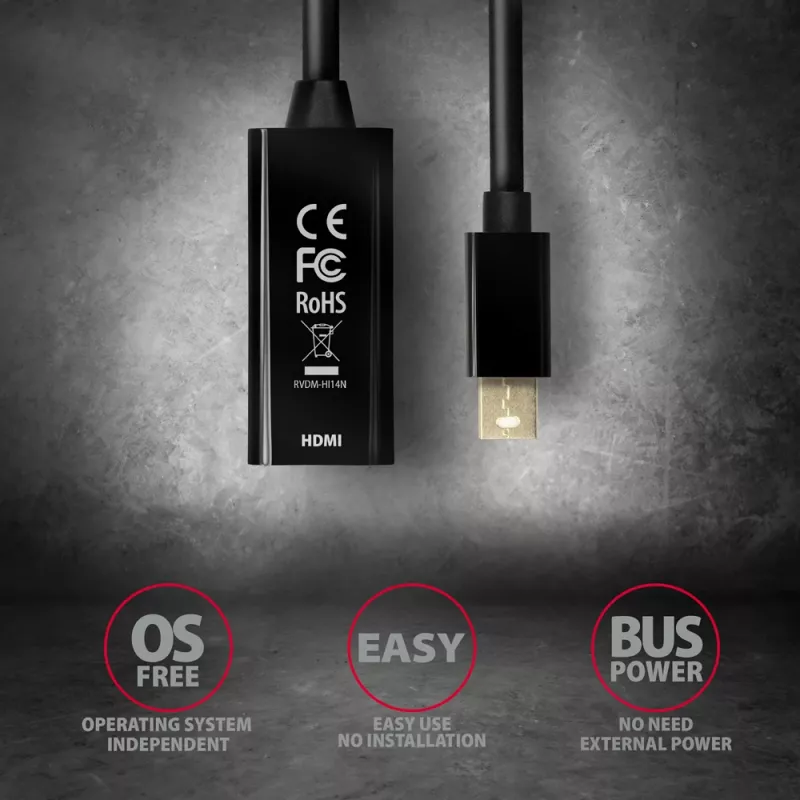 Axagon RVDM-HI14N Mini DisplayPort -> HDMI 1.4 adaptér 4K/30Hz