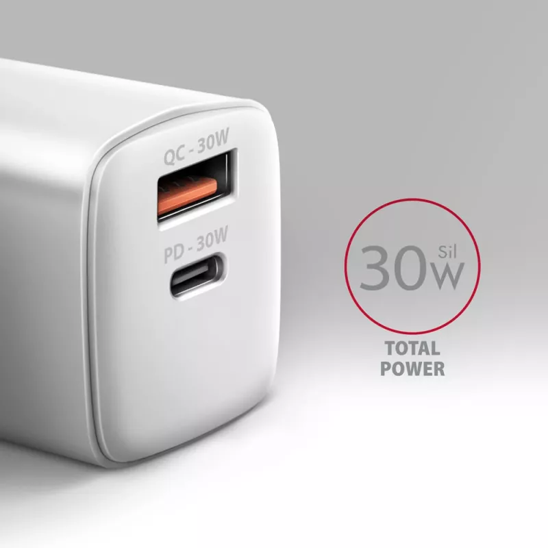 Nabíjačka Axagon ACU-PQ30W QC3.0 30W USB-C biela