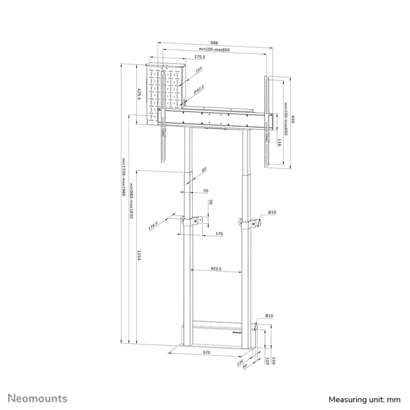 Neomounts WL55-875BL1 TV podlahový stojan 55-100 palcov - stena - motorizovaný - TÜV