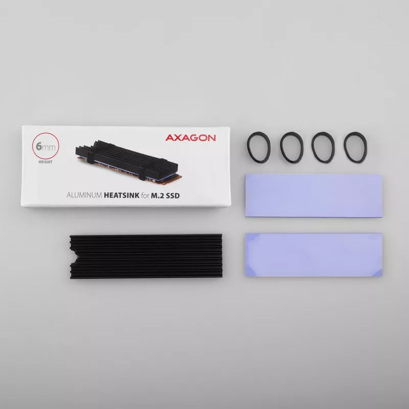 Axagon CLR-M2L6 Pasívny hliníkový chladič pre všetky M.2 SSD, veľkosť 2280, výška 6 mm