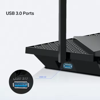 TP-Link Archer AX5400 Multi-Gigabit WiFi 6 router, Wi-Fi 6 (802.11ax), dualband (2,4 GHz / 5 GHz), Ethernet LAN, čierny, desktop/tyčový router