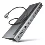 Dokovacia stanica Axagon HMC-4KX3 USB-C 5Gbps hub, 3x USB-A, 2x HDMI, DP, RJ-45, SD/microSD, audio, PD 100W, kábel 40cm