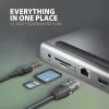 Dokovacia stanica Axagon HMC-4KX3 USB-C 5Gbps hub, 3x USB-A, 2x HDMI, DP, RJ-45, SD/microSD, audio, PD 100W, kábel 40cm