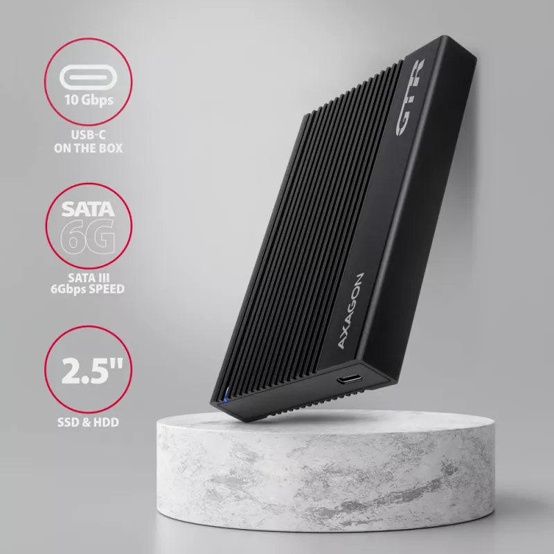 Puzdro na HDD/SSD Axagon EE25-GTR USB-C 3.2 Gen 2 čierne 2,5 palca