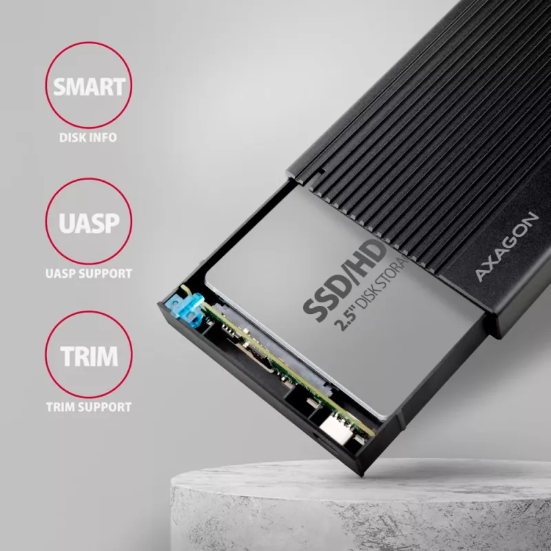 Puzdro na HDD/SSD Axagon EE25-GTR USB-C 3.2 Gen 2 čierne 2,5 palca