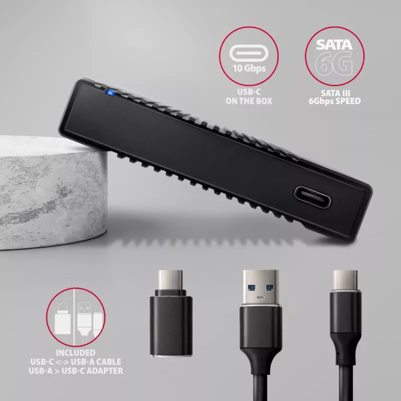 Puzdro na HDD/SSD Axagon EE25-GTR USB-C 3.2 Gen 2 čierne 2,5 palca