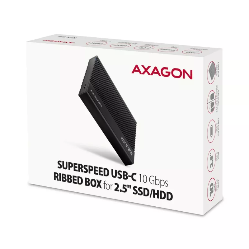 Puzdro na HDD/SSD Axagon EE25-GTR USB-C 3.2 Gen 2 čierne 2,5 palca