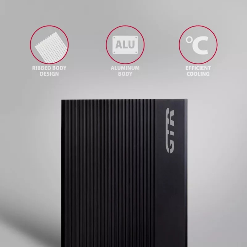 Axagon EE35-GTR USB-C 5Gbps - SATA 6G, 3.5 RIBBED box BLACK - USB Type-C puzdro na HDD 3,5 palca
