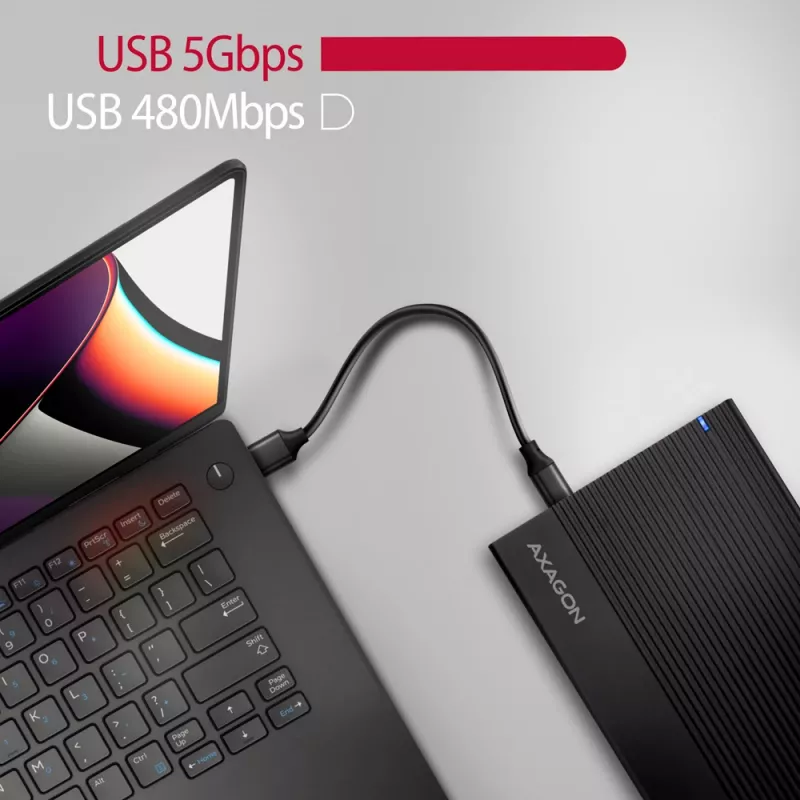 Axagon EE35-GTR USB-C 5Gbps - SATA 6G, 3.5 RIBBED box BLACK - USB Type-C puzdro na HDD 3,5 palca