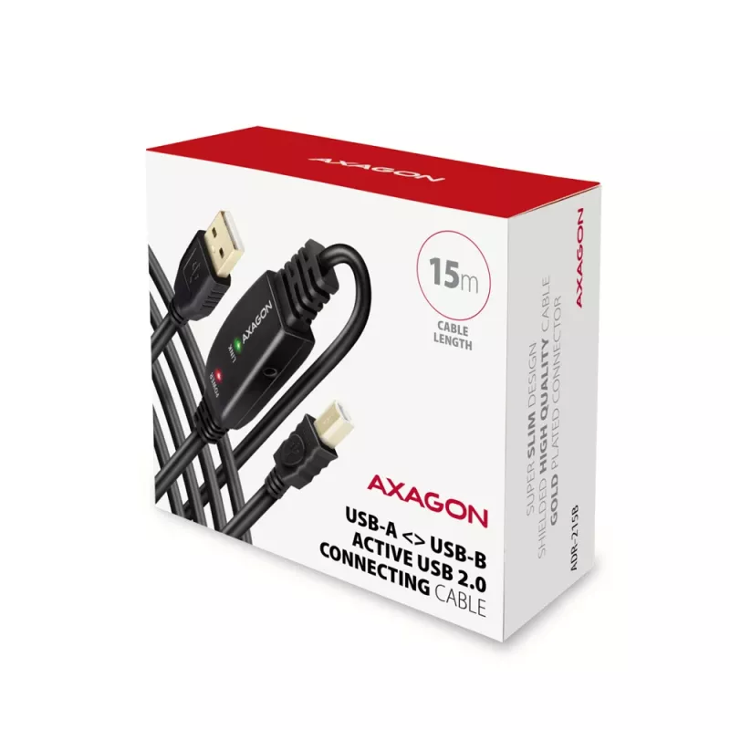 Axagon ADR-215B USB 2.0 A-M -> B-M aktívny prepojovací/repeater kábel 15 m