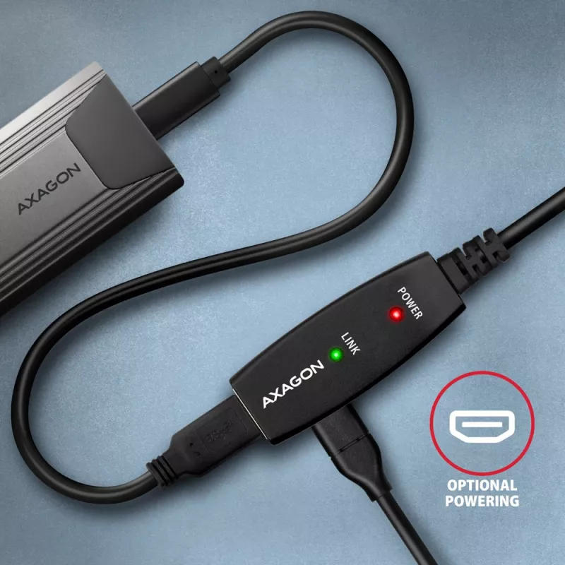 Axagon ADR-305 USB 3.2 Gen 1 A-M -> A-F aktívny predlžovací/repeater kábel 5 m