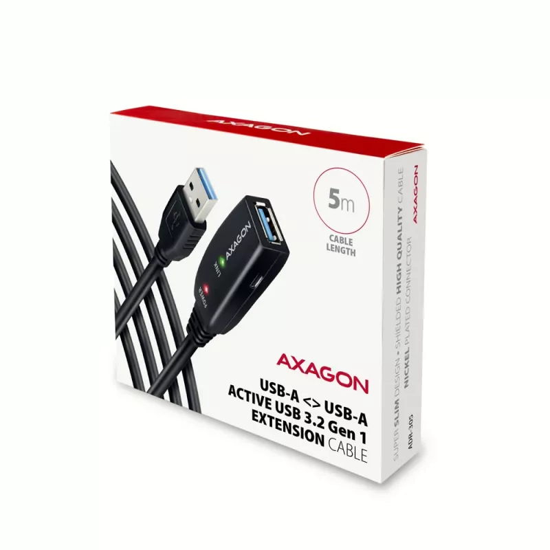 Axagon ADR-305 USB 3.2 Gen 1 A-M -> A-F aktívny predlžovací/repeater kábel 5 m