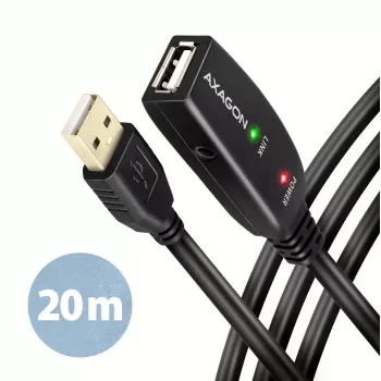 Axagon ADR-220 USB 2.0 A-M -> A-F aktívny predlžovací/repeater kábel 20 m