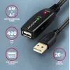 Axagon ADR-220 USB 2.0 A-M -> A-F aktívny predlžovací/repeater kábel 20 m