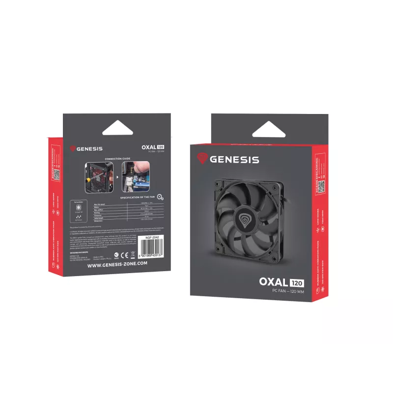 GENESIS Oxal 120 ventilátor do počítačovej skrine 12 cm čierny 1 ks