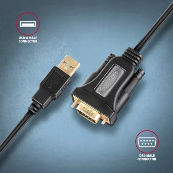 Axagon ADS-1PQN USB-A 2.0 - sériový RS-232 DB9-M FTDI adaptérový kábel