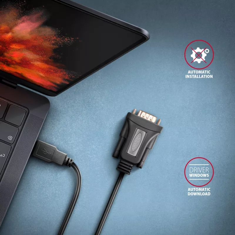 Axagon ADS-1PQN USB-A 2.0 - sériový RS-232 DB9-M FTDI adaptérový kábel