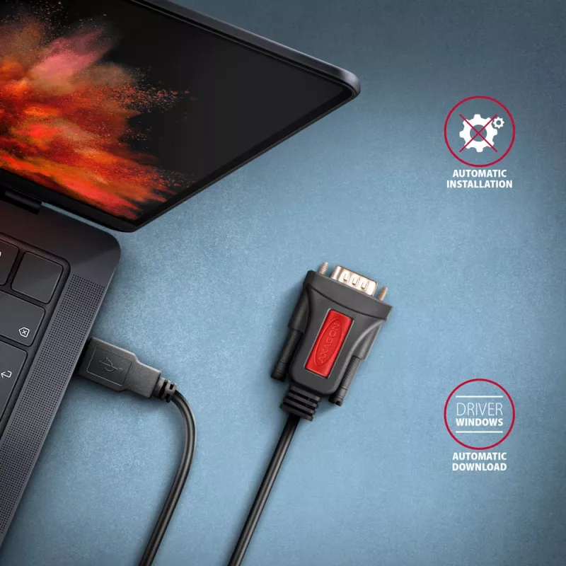 Axagon ADS-1PSN USB-A 2.0 - sériový RS-232 DB9-M Prolific adaptérový kábel 1,5 m