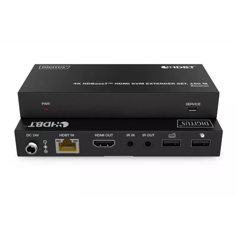DIGITUS HDBaseT KVM Extender Set - 150m 4K/60Hz USB 1.1 PoC IR čierny