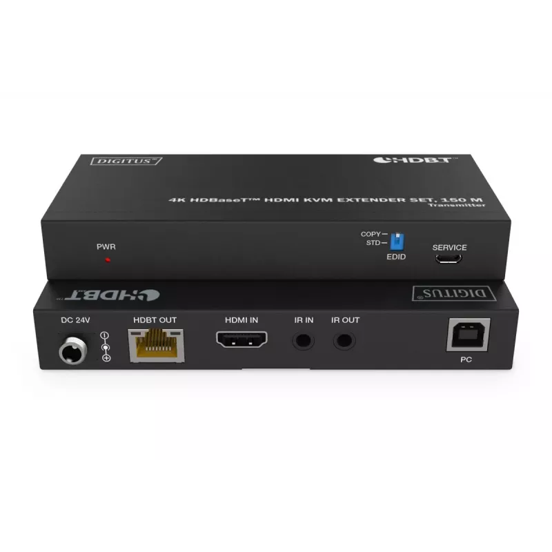 DIGITUS HDBaseT KVM Extender Set - 150m 4K/60Hz USB 1.1 PoC IR čierny