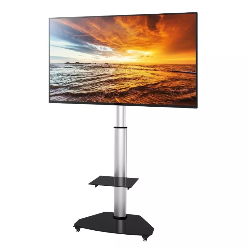 Techly podlahový stojan s odkladacím vozíkom TV LCD/LED/plazma 37-70 palcov strieborný
